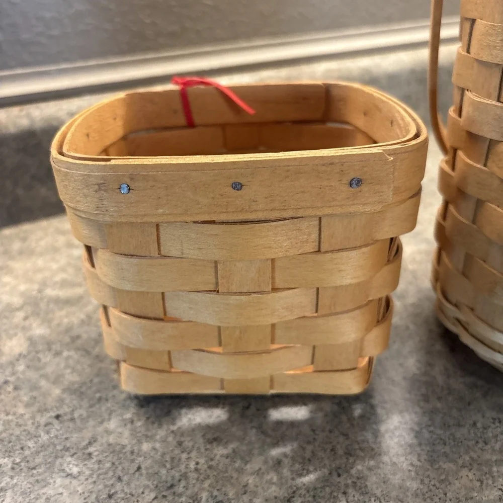 Longaberger Basket Lot Of 2 Handwoven 2005, 1997 Excellent Condition USA